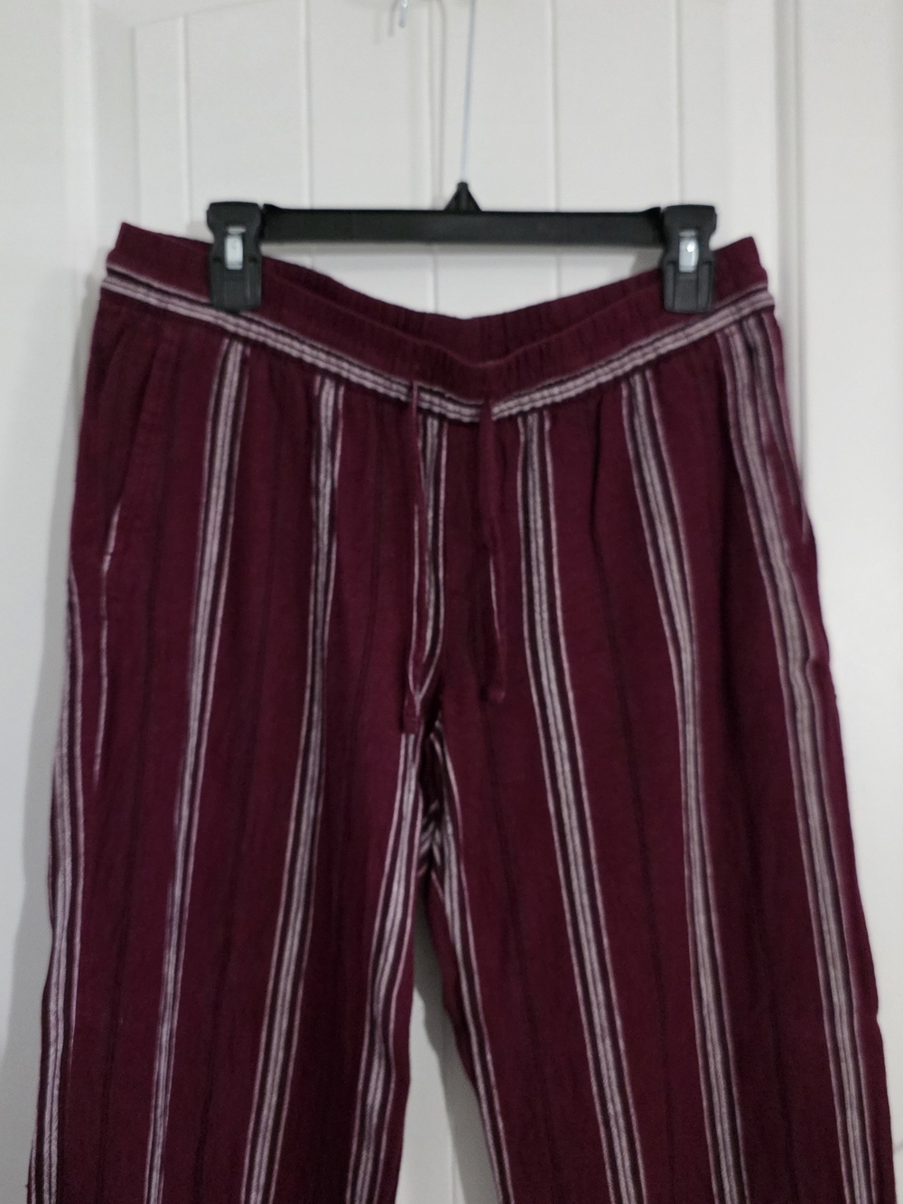 Old Navy Burgundy Striped Linen Blend Wide Leg Pull-On Pants Size M - Picture 6 of 10